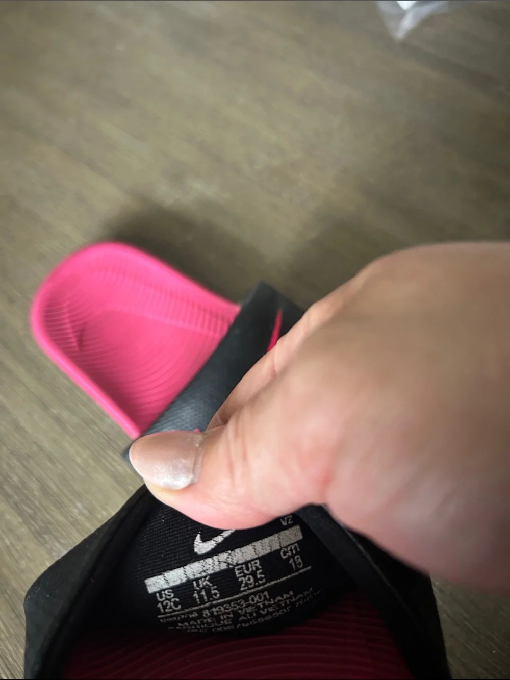 Nike Kids Hot Pink and Black Slide Sandals, Sz. 11C.